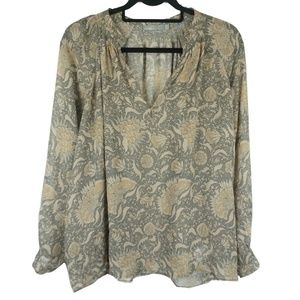 Vince Floral Pleat Silk Georgette Blouse Small